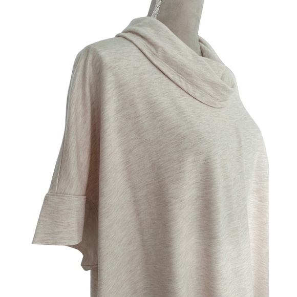 Fall Pullover Sweater Loungewear Sz XS/S Cowl Neck Dolman Sleeve Top Beige - Picture 3 of 7